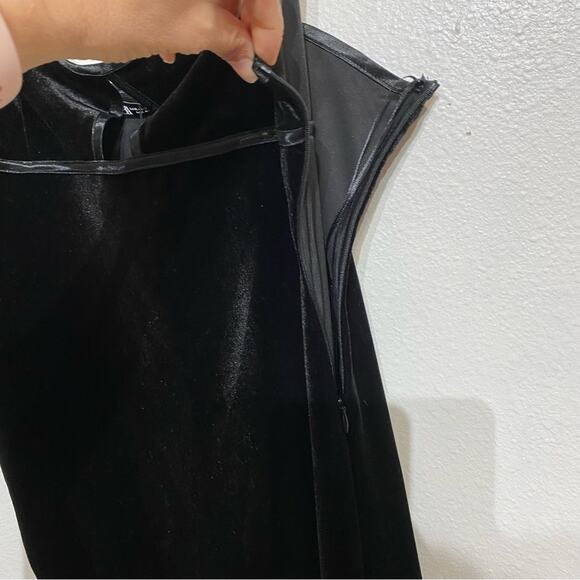 Zara Black Velvet Spaghetti Strap Side Ruched Midi Dress Sz XL NWT - Picture 8 of 13